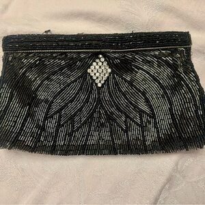 Elegant Black Beaded Clutch
